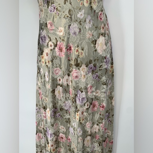 Vintage Benson & Smith Satin Floral Cottage Maxi Dress 13 - Picture 2 of 5